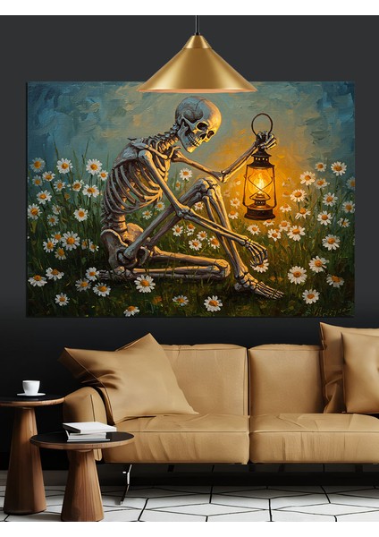 Iskelet ve Işık Dekoratif Kanvas - Mdf Ahşap Tablo modelleri