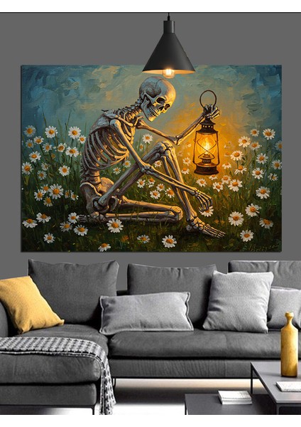 Iskelet ve Işık Dekoratif Kanvas - Mdf Ahşap Tablo fırsatları