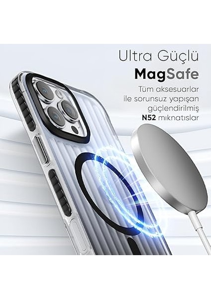 iPhone 15 Pro Max Için Elite Serisi Magsafe ile Uyumlu Arkası Yarı Saydam Parmak Izi Tutmayan ve Çizilmeyen Polikarbonat Kenarları Yumuşak Silikon Kılıf (Siyah, 15 Pro Max) fırsatları