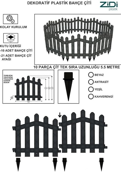 Plastik Bahçe ve Peyzaj Çiti 1 Adet Çit (Y: 50 Cm/g: 55 Cm) Toprak Ayaklı (Beyaz) fırsatları
