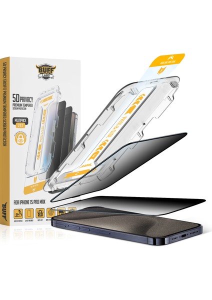 Buff iPhone 15 Pro Max Avantaj Paket - Magsafe Kılıf + Ekran Koruyucu + Lens Koruyucu Privacy modelleri