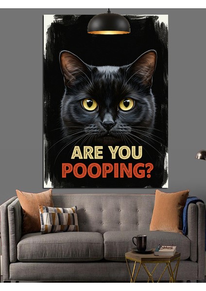 Are You Pooping Kara Kedi Posteri Dekoratif Kanvas - Mdf Ahşap Tablo
