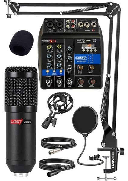 Rec Paket-1 BM800 Mikrofon Phantomlu Mikser Stand Filtre Set