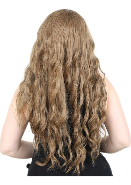 Su Dalgası Uzun Perçemsiz Fiber Sentetik Peruk - Bebek Kumralı fırsatları