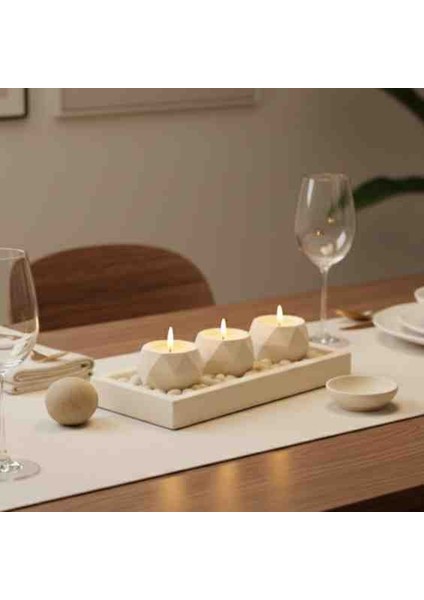 Dekoratif Prizma Tabaklı Mumluk Seti.ev,ofis Dekorasyonu ve Hediyelik(Taşlar ve Mum Dahildir) fiyatları
