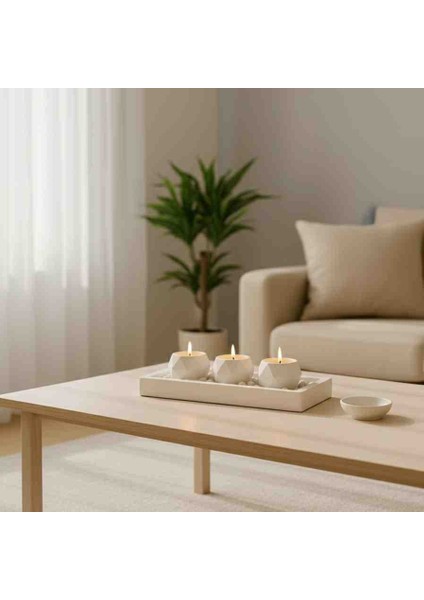 Dekoratif Prizma Tabaklı Mumluk Seti.ev,ofis Dekorasyonu ve Hediyelik(Taşlar ve Mum Dahildir) modelleri