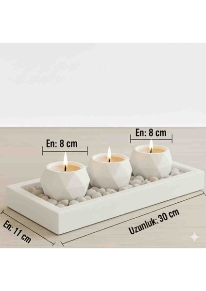 Dekoratif Prizma Tabaklı Mumluk Seti.ev,ofis Dekorasyonu ve Hediyelik(Taşlar ve Mum Dahildir) fırsatları