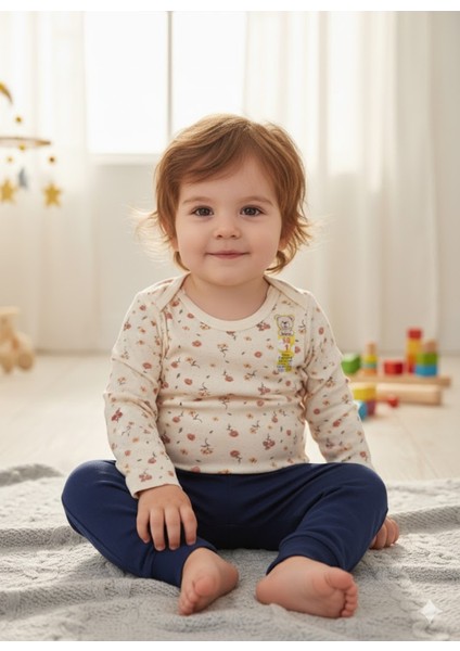 Kız Erkek Çocuk Bebek Uzun Kollu Çıtçıtlı Body-Badi %100 Organik Pamuk 1-2-3-4-5-6 Yaş