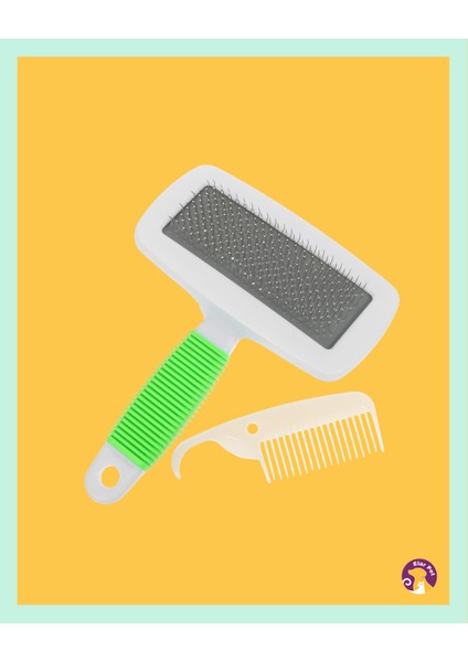 Kedi Köpek Aparatlı Tüy Temizleme ve Tarama Fırçası( Pembe ve Yeşil )
