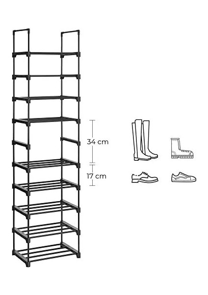 5 Katlı Ayakkabı Rafı, Ayakkabı Saklama Düzenleyici, 2&apos;li Set, Metal Saklama Rafı, Istiflenebilir Ayakkabı Rafı, Koridor, Oturma Odası, Yatak Odası, Vestiyer Için, 30 x 45 x 89 Cm, Siyah fiyatları