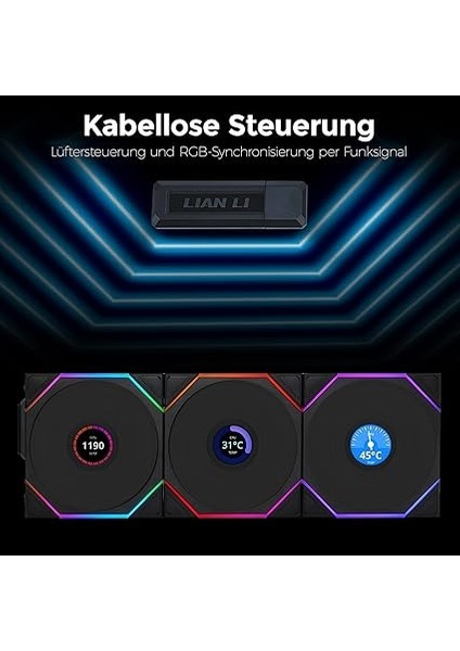Li Unı Fan Tl Wıreless LCD 3X120MM Siyah Kasa Fanı (G99.12TLLCD1W3B.00) fırsatları