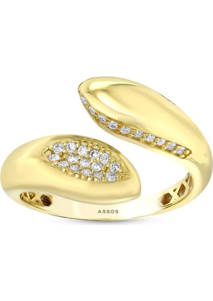 Taşlı Tasarım Altın Yüzük - 14K