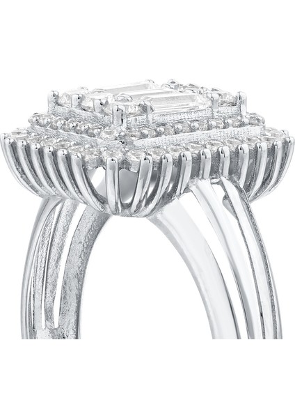 Altın Baget Taşlı Tasarım Yüzük - 14K fırsatları