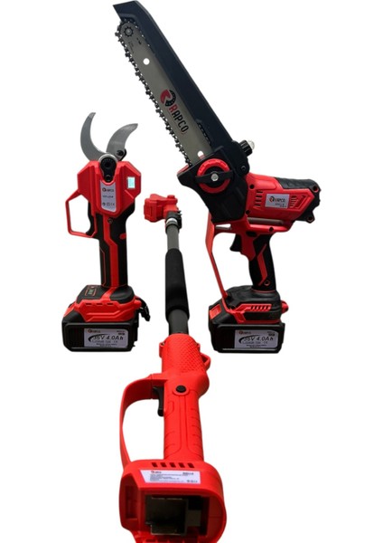 Profesyonel 2’li Set 21V Çift Akülü Teleskopik Kollu Bağ Makası ve Budama Testeresi