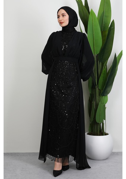 Yakamoz Taşlı Abiye Siyah fırsatları