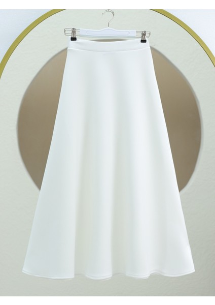 Kadın Puf Scuba Tesettür Beyaz Kloş Etek fiyatları