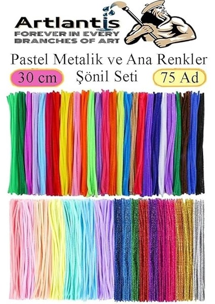 Pastel Metalik ve Ana Renkler 30 cm 75 Li 1 Paket Renkli Tüylü Tel Peluş Tel 30 cm Elişi Okul Projeleri Süsleme fiyatları