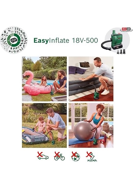 Easyınflate 18 V-500 Hava Yatağı Için Elektrikli Hava Pompası/hava Pompası (1 x 2,0 Ah Akü; 18 Volt Sistem; Şişirmek ve Boşaltmak Için; Kartonda) modelleri