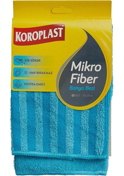 Mikrofiber Banyo Bezi 2'li Set, Çift Taraflı Ekstra Hızlı Kuruyan Mikrofiber Temizlik Bezi Seti 30X30 Cm, Kir Sökücü Tasarım, Yüksek Emiş Gücü, Tüy Çizik Bırakmayan Banyo Temizlik Bezi Seti