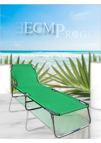 Proger Kademeli Katlanır Ayarlı Şezlong -Yeşil Yeşil