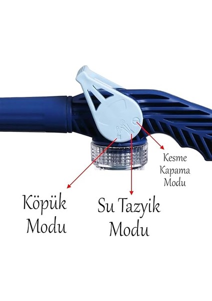 Sulama Araç Yıkama Köpürtme Tabancası 8 Fonksiyonlu Deterjan Hazneli Hortum Bağlantılı 1 Adet fiyatları