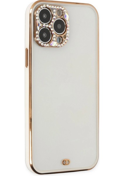 iPhone 13 Pro Kılıf Liva Taşlı Silikon - BEYAZ-(5796) - N306J699-M59306 modelleri