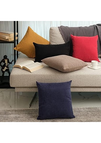 Ölçü Seçenekli 2&apos;li Kırlent Kılıfı Dekoratif Düz Sade Kadife Dokulu Yapılabilir 50X50 cm Lacivert fiyatları