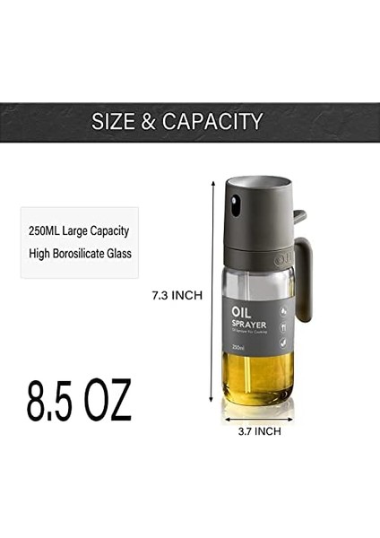 Yemek Pişirmek Için 8.5oz Yağ Püskürtme Şişesi, Zeytinyağı Püskürtücü Bay, 250ML Cam Zeytinyağı Sprey Şişesi, Hava Fritözü Için Yağ Püskürtücü, Kanola Yağı Püskürtücü, Salata Yapımı, Pişirme, modelleri
