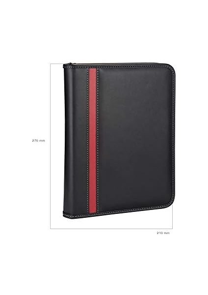 5280 Ajanda Tarihsiz Deri Fermuarlı 4 Halka Mekanizmalı Hesap Makineli Organizer, Siyah, 21X27 Cm. fiyatları