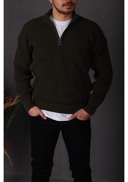 Selanik Yarım Fermuar Kazak Haki fiyatları