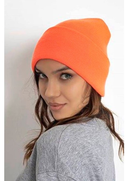 Klasik Spor Katlamalı Yünlü Triko Düz Bere