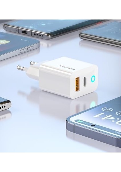 Blue Pd 30WATT Hızlı Şarj Aleti, A + C Girişli, Beyaz fiyatları