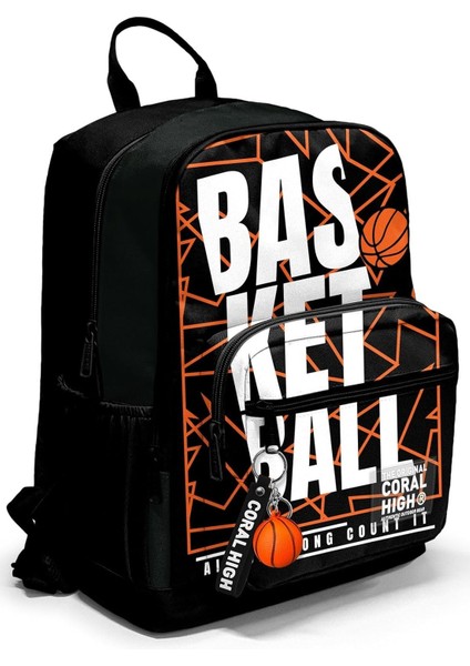 Dört Bölmeli Siyah Basketbol Ortaokul Çantası - Erkek Çocuk