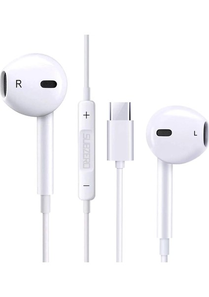 Galaxy A16 Uyumlu Type C Kulaklık Mikrofonlu Beyaz