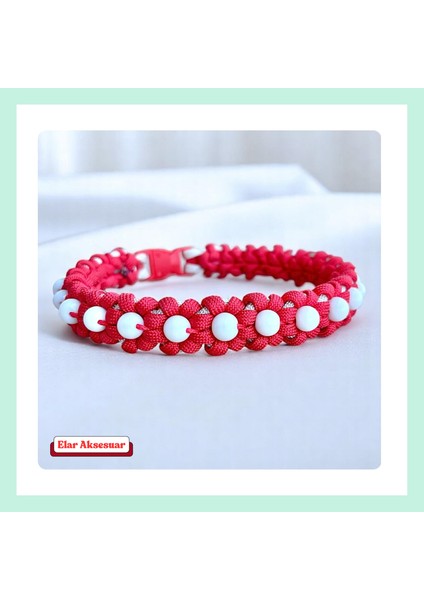 Paracord Çiçek Desenli Köpek Tasması – Dayanıklı Köpek Boyun Tasması