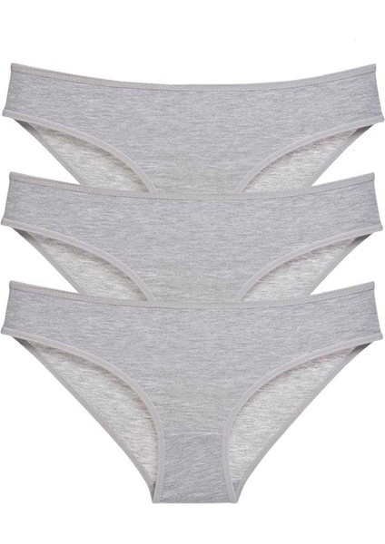 3 Adet Süper Eko Set Likralı Kadın Slip Külot Gri
