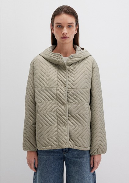 Kapüşonlu Kapitone Yeşil Ceket 1110460-70354