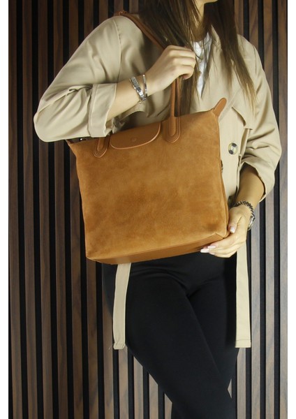 Taba Hakiki Dana Süet Fermuarlı Manyetik Kapaklı Büyük Boy Günlük Omuz Çantası fırsatları