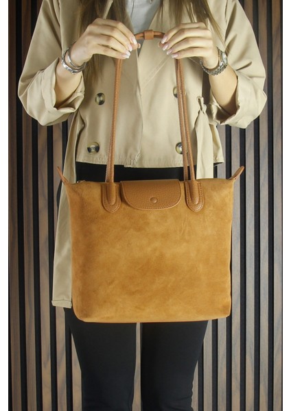 Taba Hakiki Dana Süet Fermuarlı Manyetik Kapaklı Büyük Boy Günlük Omuz Çantası indirimleri