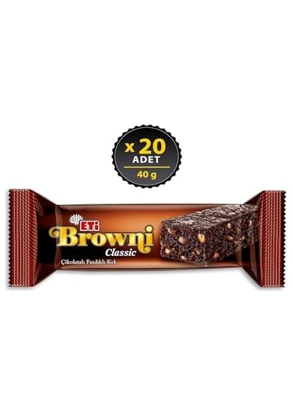 Eti Browni Classic Çikolatalı Fındıklı Kek 40 G x 20 Adet