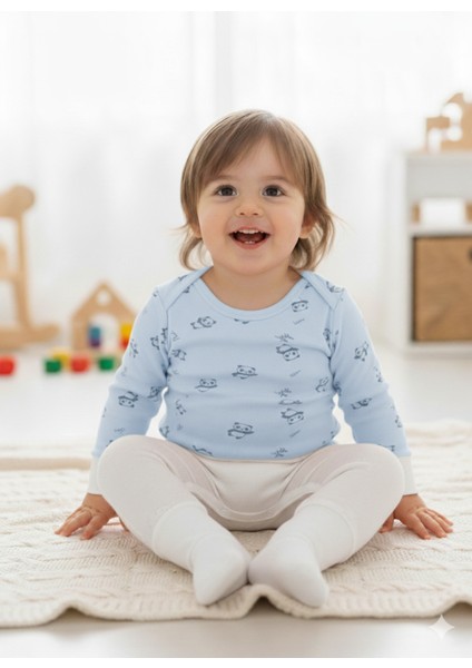 Çocuk Bebek Uzun Kollu Çıtçıtlı Body-Badi %100 Pamuk Nefes Alabilen Kumaş 3.5-4-5-6 Yaş