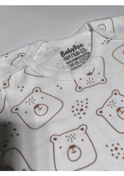 Kız Erkek Çocuk Bebek Uzun Kollu Çıtçıtlı Body-Badi %100 Pamuk 3.5-4-5-6 Yaş