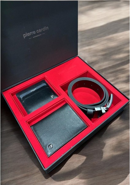 Erkek Giyim Deri Dikey Cüzdan & Kartlık & Kemer Üçlü Hediyelik Çeyizlik Set L1.PC.004.12.C21