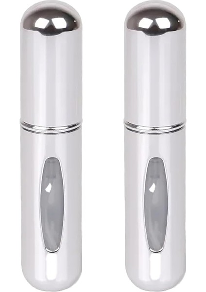 Taşınabilir Parfüm Şişesi, 2'li Set, Cam Göstergeli (Gümüş)