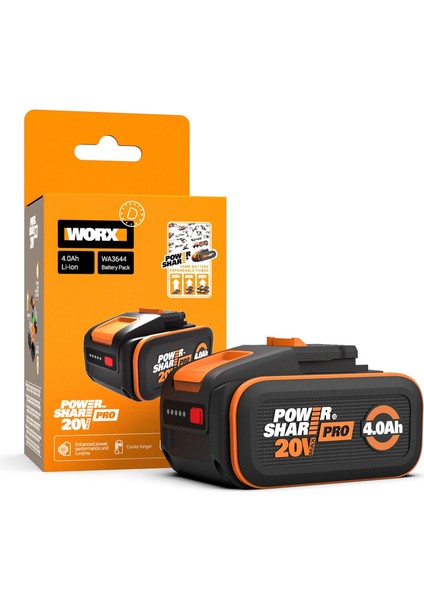 WA3644 20VOLT 4.0AH. Li-Ion Powershare Pro Yedek Akü