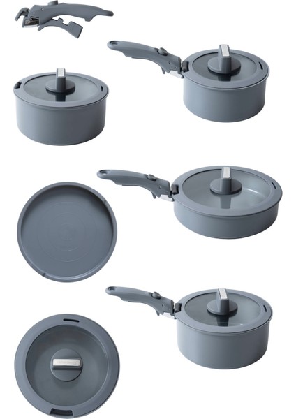 Biogrey 9 Parça Pişir Sakla Tencere Seti