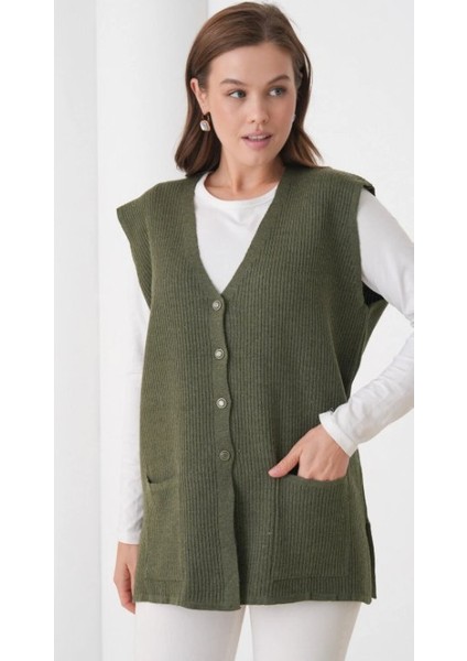 Kadın Anne Büyük Beden Fitilli Yün Triko Yelek fırsatları
