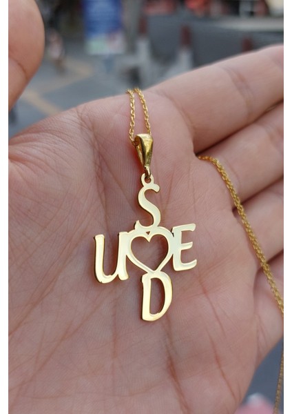 925 Ayar Gümüş 24 Ayar Altın Kaplama Harfli Kolye