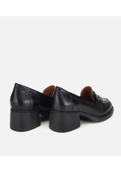01AYH312800A100 KADIN Deri Siyah Tokalı Yüksek Topuklu Klasik Loafer fırsatları