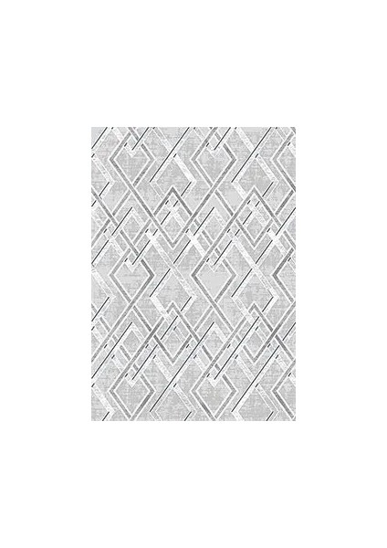 Chelva Geometrik Gri Viskon ve Akrilik Pamuk Tabanlı Makine Halısı